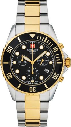 Swiss Alpine Military Herenhorloge Master Diver Chrono 7053.9147 44 mm Chronograaf & Datumweergave Roestvrijstalen Armband - Heren - Horloges - Zwart - ONE Size - Accessoir