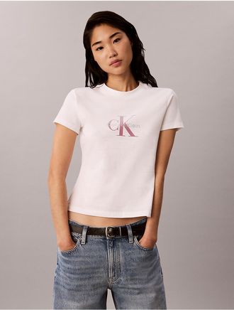 Calvin Klein Jeans Calvin Klein Womens Slim Gradient Monologo Tee - White - XL