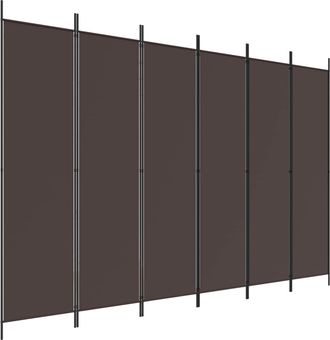 vidaXL Biombo Divisor De 6 Paneles De Tela Marr&oacute;n 300x200 Cm Vidaxl