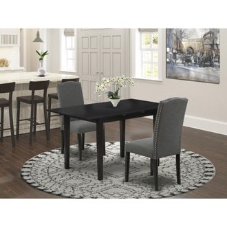 East West Furniture Dining Table- Parson Chairs, NOEN3-BLK-20