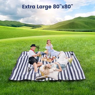 OEM Manta De Picnic Extragrande De 80 X 80, Impermeable Y Plegable, Ideal Para La Playa O Como Manta De Exterior Plegable En 3 Partes, Apta Para 6-8 Adult