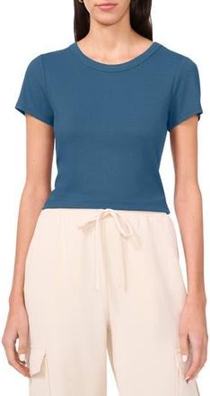 Halogen Rib Knit Jersey T-Shirt in Blue Tapestry at Nordstrom Rack, Size X-Small