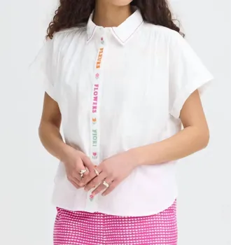 Ichi Olivia Flower Blouse In Cloud Dancer