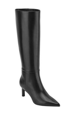 Marc Fisher Eva Pointed Toe Knee High Boot in Black Smooth at Nordstrom Rack, Size 5.5