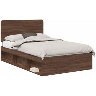 vidaXL Estructura De Cama Con Cabecera Roble Marr&oacute;n 120 X 200 Cm Vidaxl