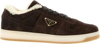 Prada Downtown Suede Sneakers - Heren - Schoenen - Bruin - Maat: 46 EU Su&egrave;de