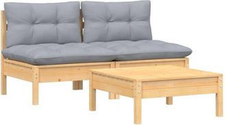 vidaXL Juego De Muebles De Jard&iacute;n 3 Pzas Y Cojines Madera De Pino Vidaxl