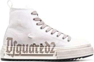 Dsquared2 logo-print high-top sneakers - men - Calf Leather/Rubber/Rubber/Cotton/Fabric - 45.5 - White