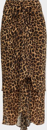 Veronica Beard Sira Leopard High-Low Skirt