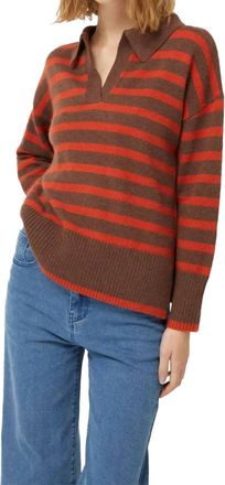 Compa&ntilde;&iacute;afant&aacute;stica Striped Polo Neck Sweater In Brown & Orange