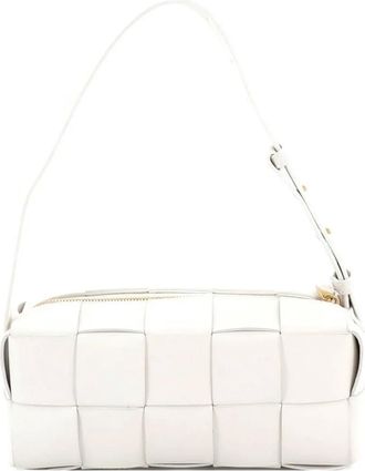 Bottega Veneta Borsa a spalla Brick Cassette piccola in pelle con motivo Intrecciato Maxi - Bianco