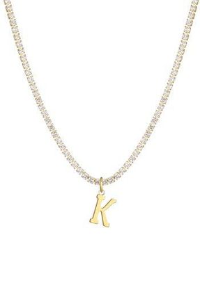 Adornia Initial Charm Tennis Necklace in Gold-K at Nordstrom Rack