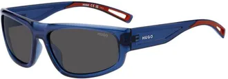 HUGO BOSS Temple-logo sunglasses in blue acetate