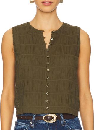 Frame Denim Smocked Tank Top In Juniper