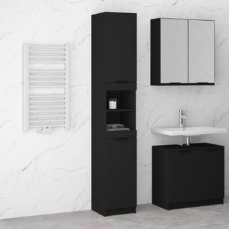 vidaXL Armadietto da Bagno Nero 32x34x188,5 cm in Legno Multistrato - Vidaxl