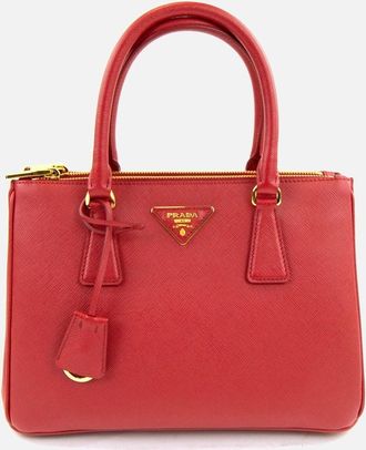 Prada Womens Prada Galleria Mini Saffiano Tote Bag Red Fuoco - Size: OS