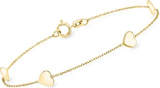 RS Pure by Ross-Simons Italian 14kt Yellow Gold Heart Station Bracelet