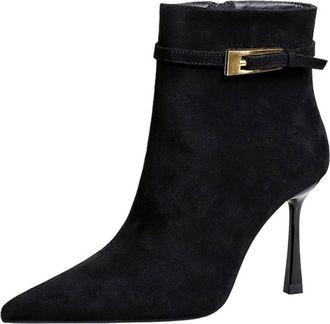 Generic High Heels Boots for Women 9CM Sexy Pointed Toe Fashion Side Zip Winter Shoes Toing Out Work Office Ankle Boot-numeric_7_point_5