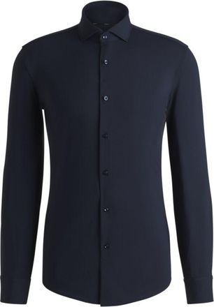 BOSS Slim-fit shirt in structured performance-stretch jersey