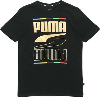 Puma Bronzing Large Logo Printing Short Sleeve Black 586589-01