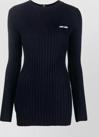 Miu Miu logo embroidered crew neck jumper