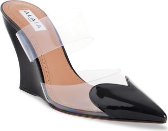Alaia Heart Pointed Toe Wedge Mule in Noir at Nordstrom, Size 11Us