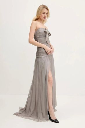 Aniye By Abito lungo in rete con fiocco - Grigio