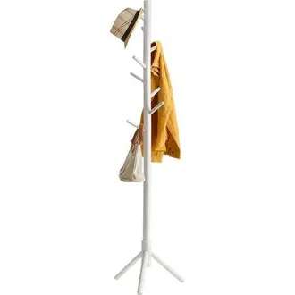 OEM Perchero De Madera Con 8 Ganchos, Independiente, F&aacute;cil De Montar, Para Sombreros, Ropa, Bolsos, Bufandas Y Paraguas (blanco)