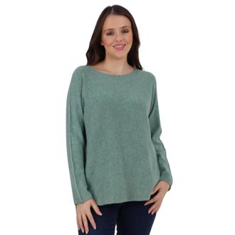 Generic Womens Knit Long Sleeve Jumper, Ladies Plain Italian Knitted Loose Fit Sweater Pullover Top - Sage Green