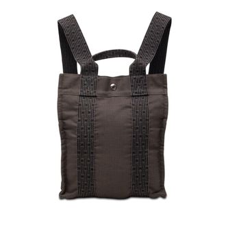 Herm&egrave;s Her Line Black Gray Canvas Backpack (Pre-Owned)
