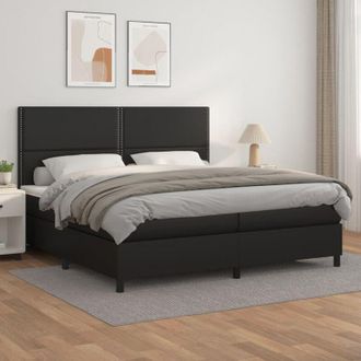 vidaXL Vidaxl - Cama Box Spring Con Colch&oacute;n Cuero Sint&eacute;tico Negro 200x200 Cm