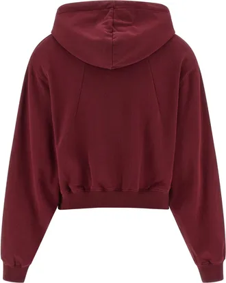 Rotate Terry Back Cropped Hoodie - Burgundy