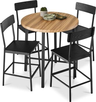 Best Choice Products 5-Piece Modern Round Counter Height Dining Set w/ 4 Chairs, 1.5in Thick Table