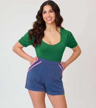 Unique Vintage 1950s Short Sleeve Sweater in Green Solid at Nordstrom, Size X-Small/small