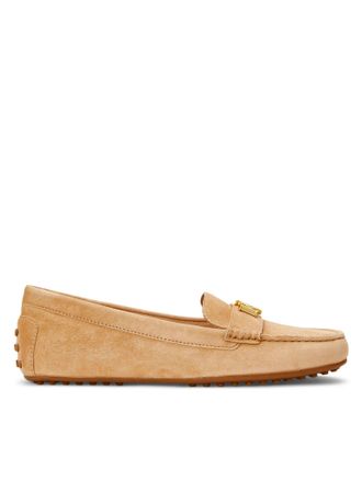 Ralph Lauren Natural Tone Suede Moccasin Flats