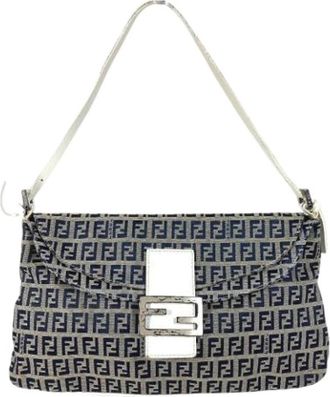 Fendi Pre-owned Zucchino Canvas Shoulder Bag - Dames - Vintage Schoudertas - Blauw - ONE Size - Vintage