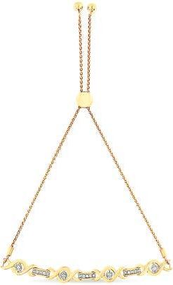 House of Brilliance Silver Channel Set Diamond Accent Twist Bolo Bracelet in Yellow Gold Over Silver at Nordstrom