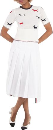 Thom Browne Ladies Cotton Pointelle Crewneck Hector Tee