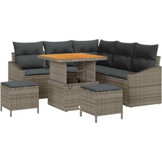 vidaXL Conjunto De Sof&aacute; De Jard&iacute;n Con Coj&iacute;n 8 Pcs Gris Polirat&aacute;n Vidaxl