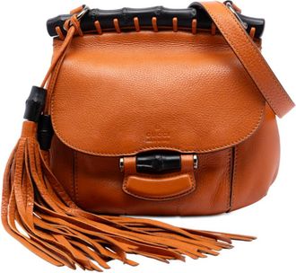 Gucci Pre-owned Gucci Small Leather Bamboo Nouveau Fringe Crossbody 347104 520981