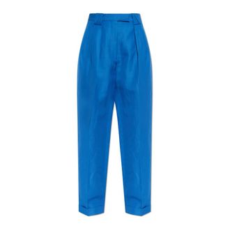 Versace Wide Trousers, female, Blue, Size: 2XS Pleated Trousers