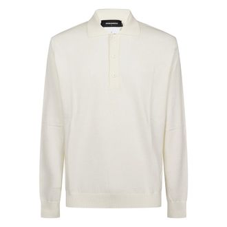 Dsquared2 Polo Shirts, male, White, Size: XL Long-sleeved Polo Shirt