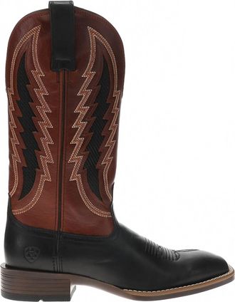 Ariat Mens Embroidered Square Toe Pull On Cowboy Boots In Black/ Brown