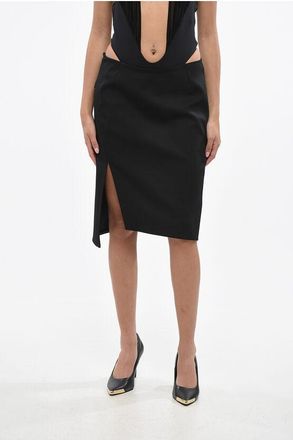 Versace Minigonna in Gabardina con Spacco Laterale taglia 42