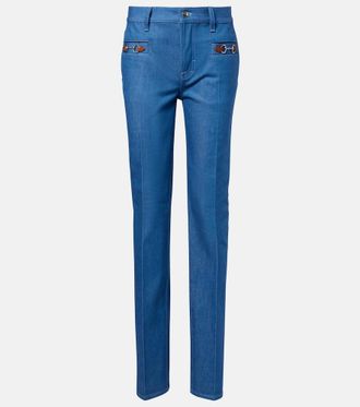 Gucci Horsebit cotton chambray slim pants