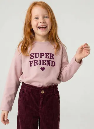 Vertbaudet M&auml;dchen Langarmshirt mit Schriftzug hellrosa