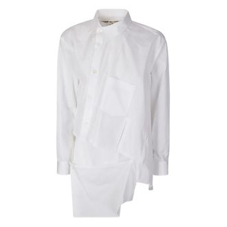 Comme Des Gar&ccedil;ons Shirts, female, White, S, Asymmetric Hem Blouse