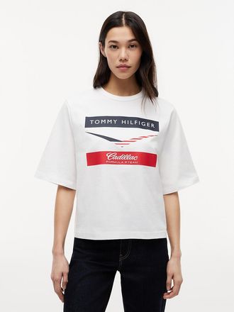 Tommy Hilfiger Womens Tommy x Cadillac F1 Team Boxy Chevron T-Shirt - White - XL