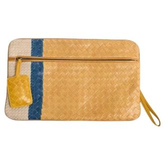 Bottega Veneta Pre-owned Clutches, female, Yellow, Size: ONE SIZE Pre-owned Intrecciato Zipped Clutch