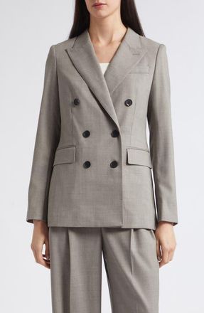 Reiss Darcy Double Breasted Blazer in Light Grey at Nordstrom, Size 12